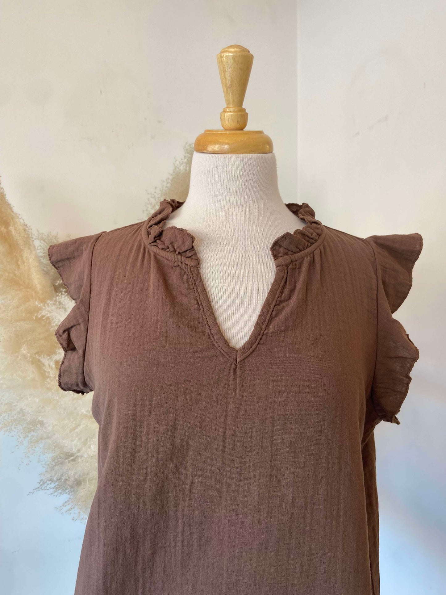 Elli Ruffle Tank ~ Bark