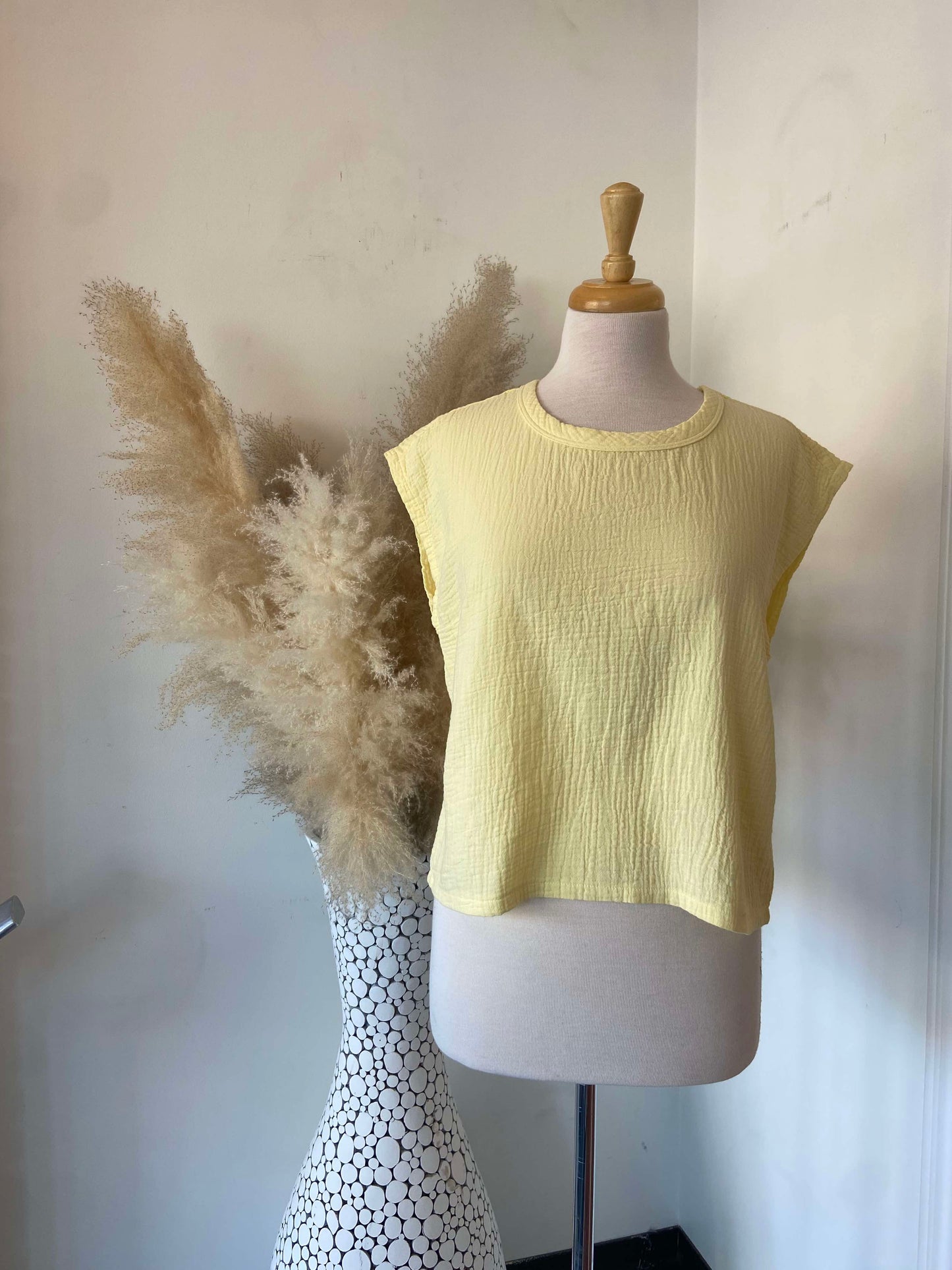 Ema Short Sleeve Dolman Top ~ Pale Yellow