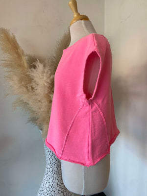 Abi Boatneck Boxy Tank ~ Neon Pink