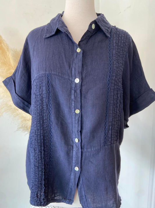 Cheryl Button Down Top ~ Navy ~ Size S
