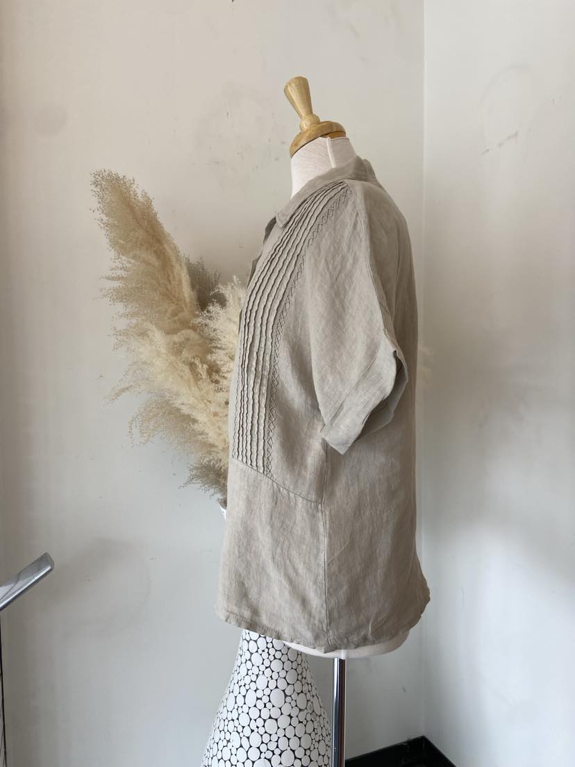 Cheryl Button Down Top ~ Beige