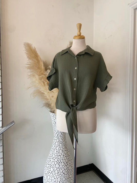 Libby Tie Front ~ Khaki