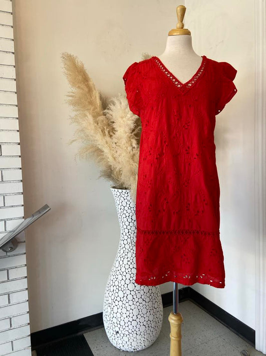 Kallie Eyelet Dress ~ Cherry