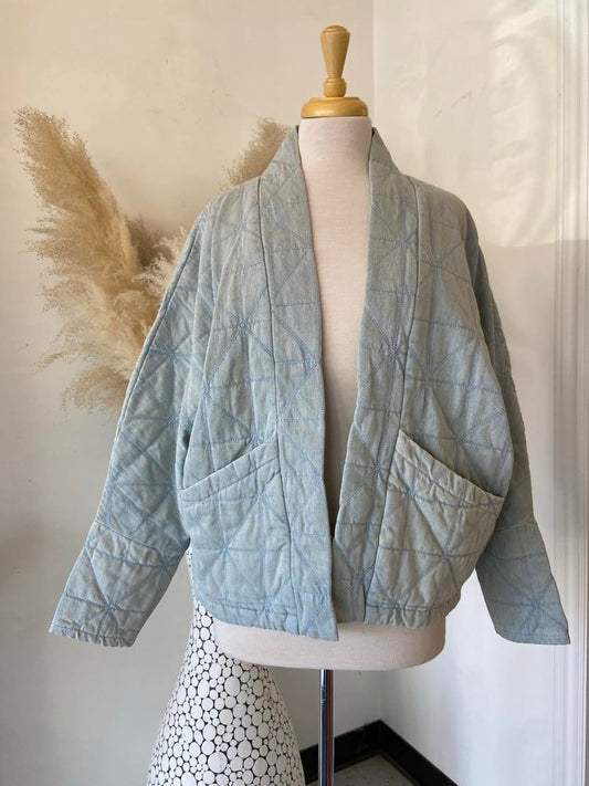 Brooklyn Quilted Jacket ~ Bleached Denim