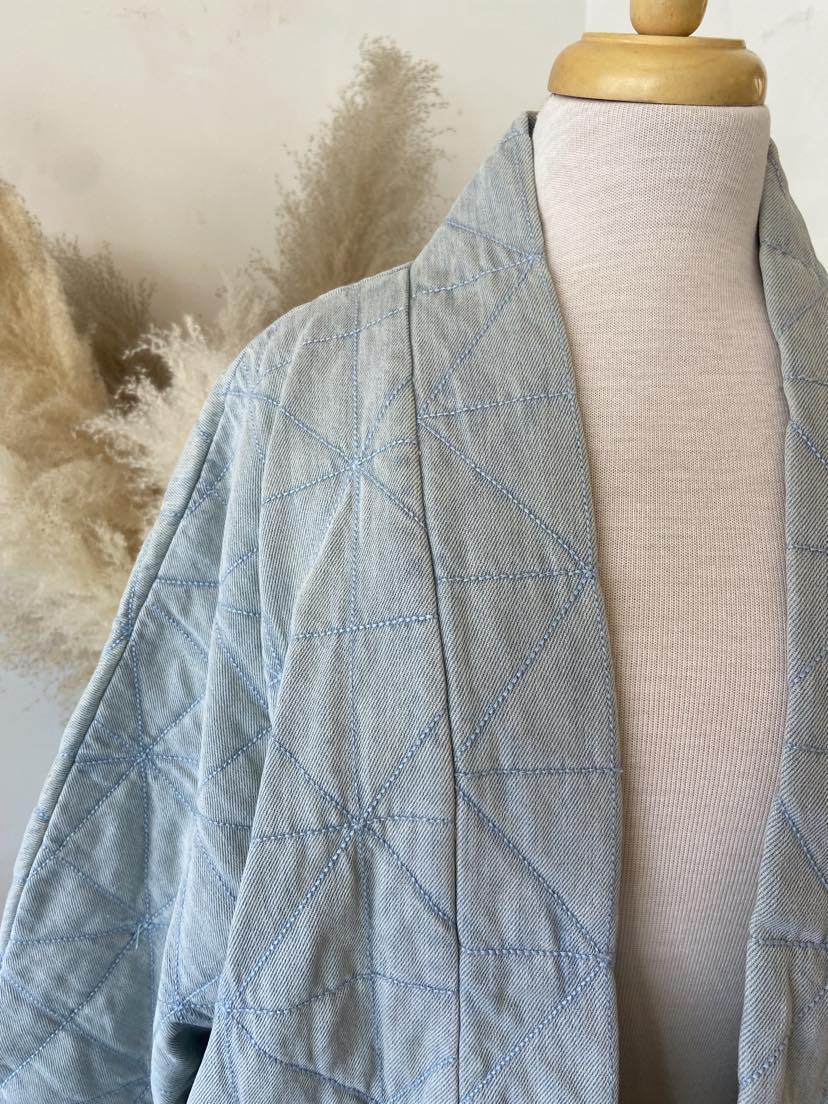 Brooklyn Quilted Jacket ~ Bleached Denim