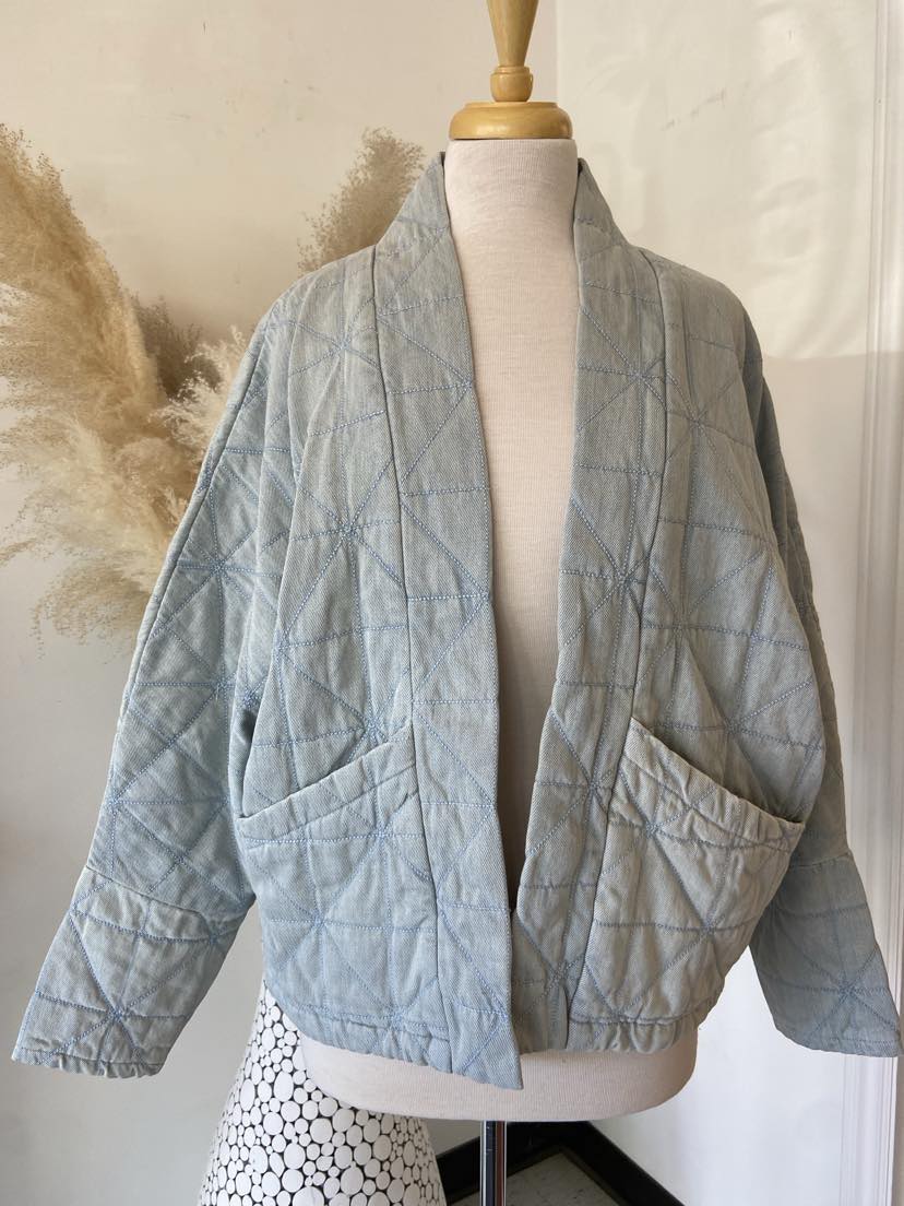 Brooklyn Quilted Jacket ~ Bleached Denim