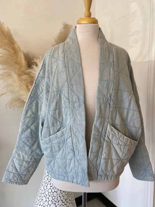 Brooklyn Quilted Jacket ~ Bleached Denim