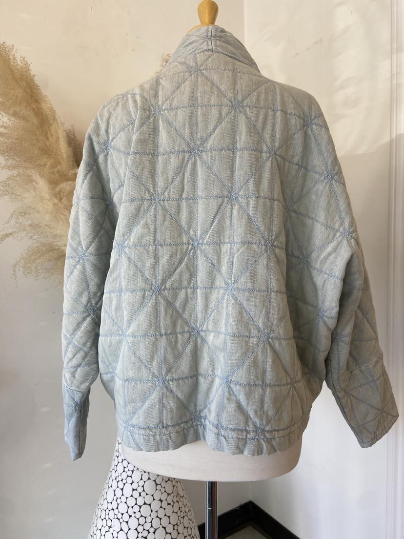 Brooklyn Quilted Jacket ~ Bleached Denim