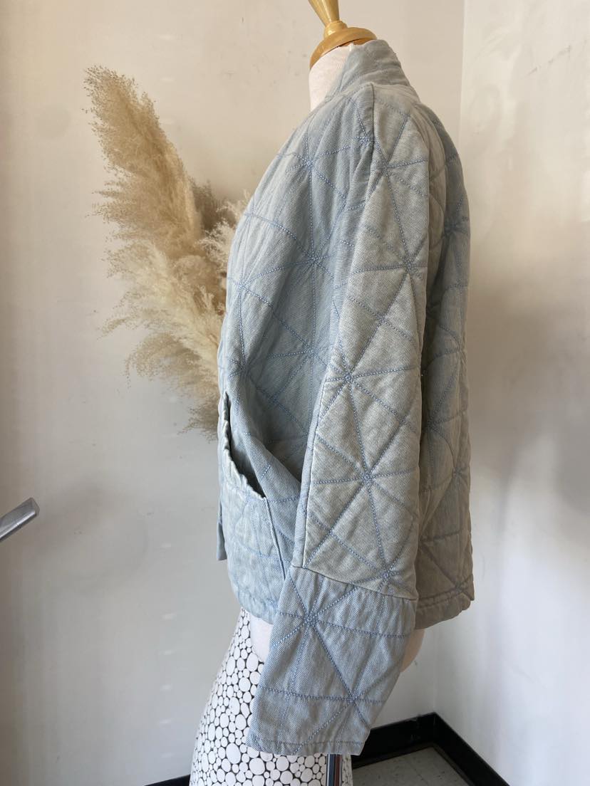 Brooklyn Quilted Jacket ~ Bleached Denim