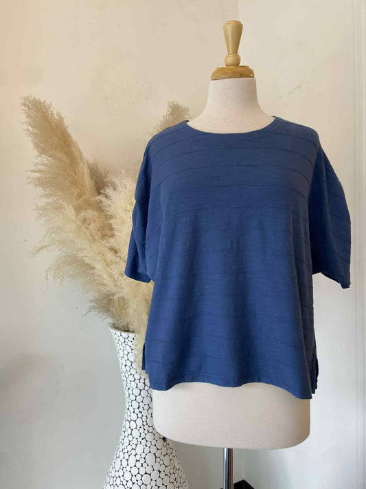 Arla Pleated Sleeve Top ~ Denim