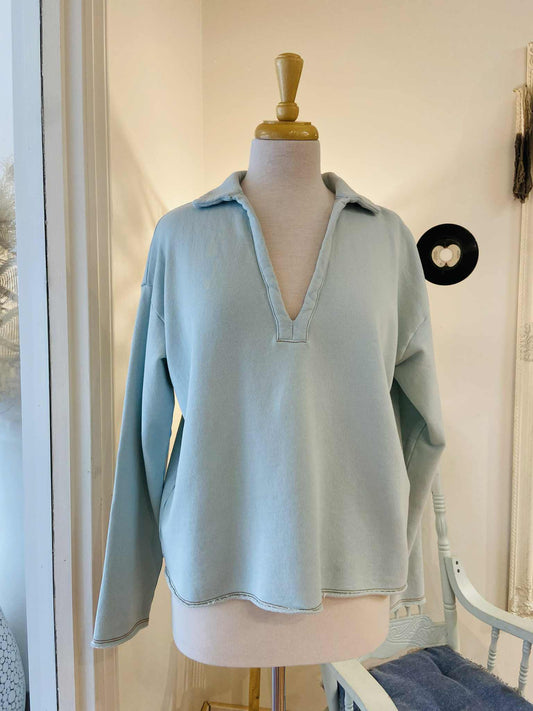 Kenzie Collared Sweatshirt ~ French Blue