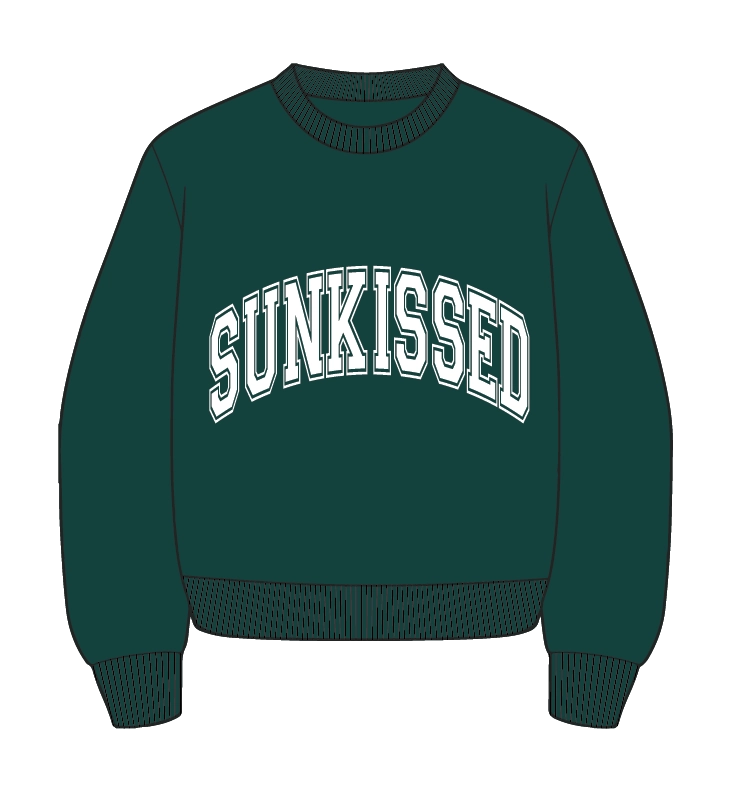 Winter Green Sunkissed Varsity Embroidered Sweatshirt