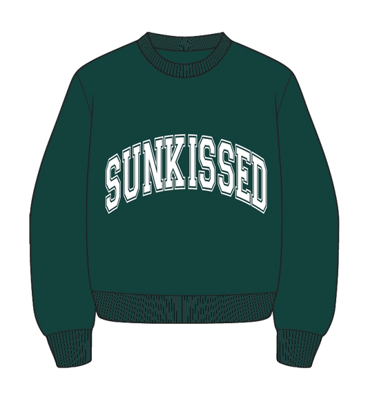 Winter Green Sunkissed Varsity Embroidered Sweatshirt