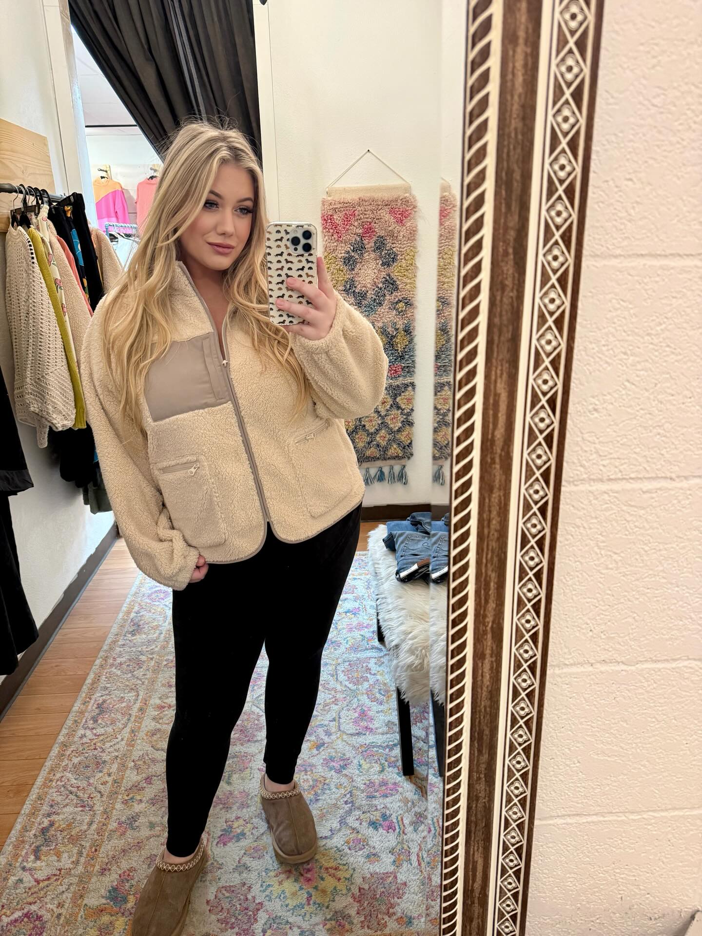 Teddy Zip Up Jacket ~ Taupe