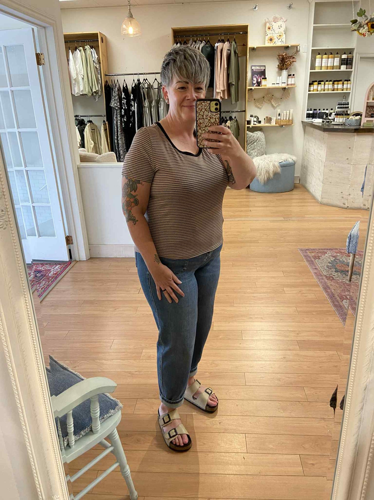 Burke Top ~ Taupe Stripe