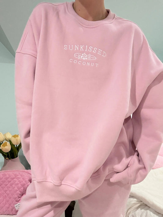 Mauve Mist Sunkissedcoconut Logo Embroider Sweatshirt