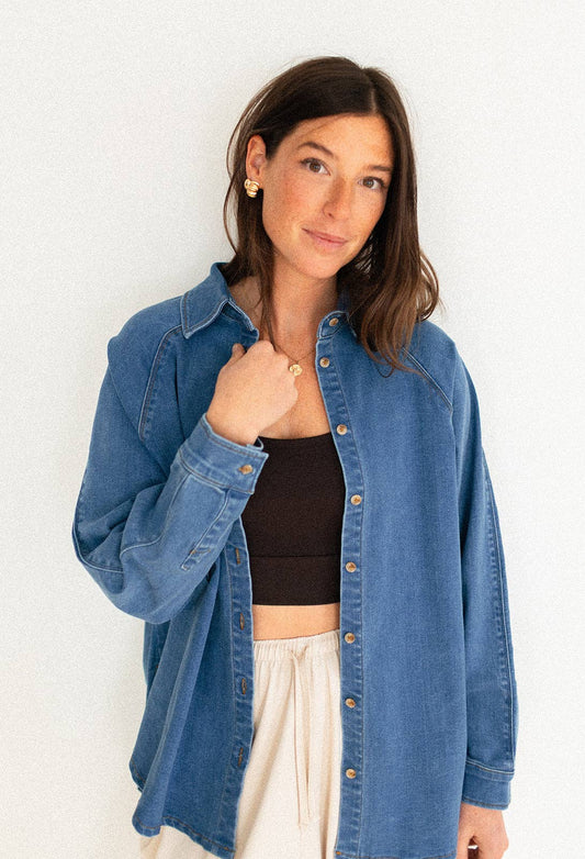 Ladies Denim Button Up Top