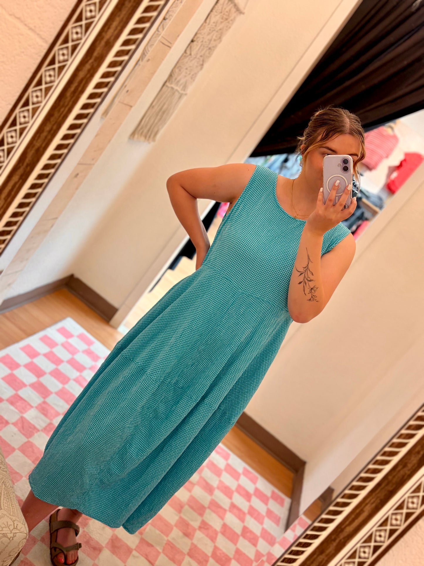 Crinkle Check Seamed Bubble Dress ~ 2 Colours