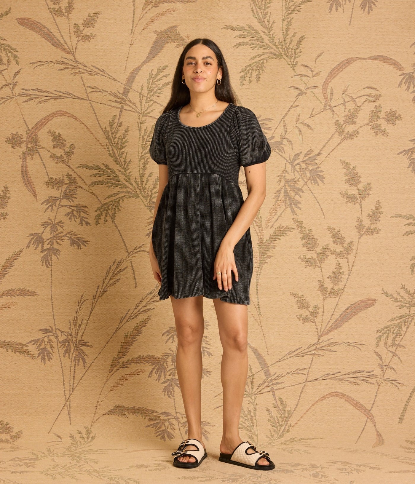 Ethel Waffle Knit Dress - Black