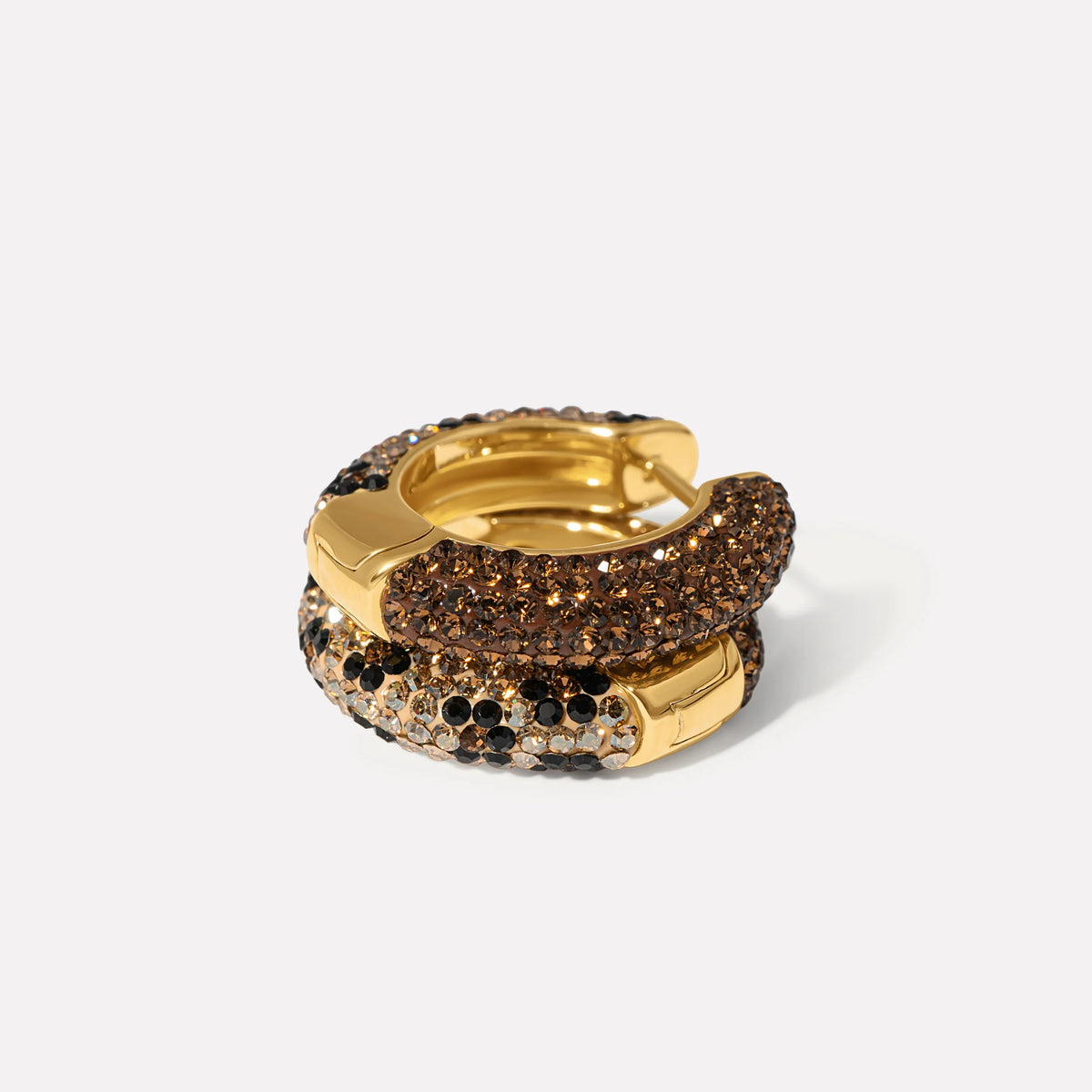 Medium Reversible Sparkle Hoops - Leopard / Espresso