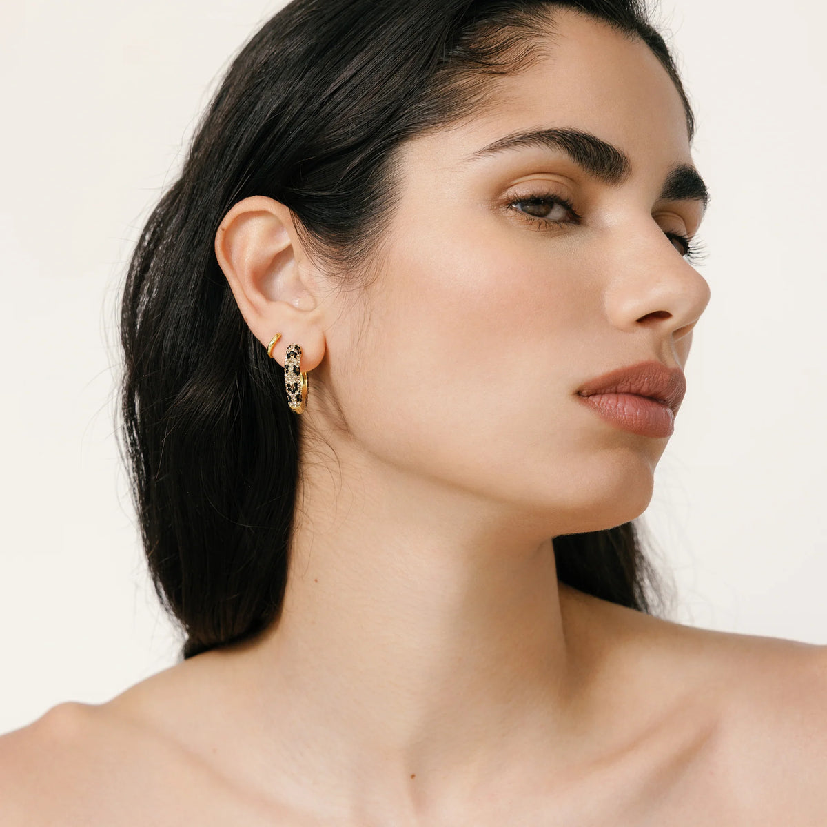 Medium Reversible Sparkle Hoops - Leopard / Espresso