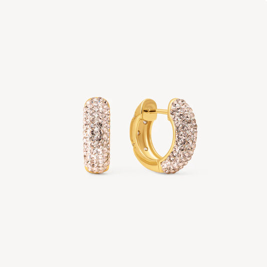 Starburst Sparkle Reversible Hoop Earrings - Champagne