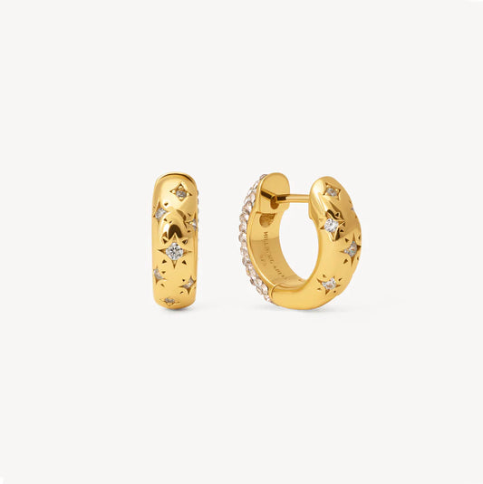 Starburst Sparkle Reversible Hoop Earrings - Champagne