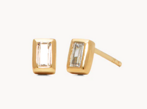 Open image in slideshow, Christina Stud Earrings - Baguette Gold

