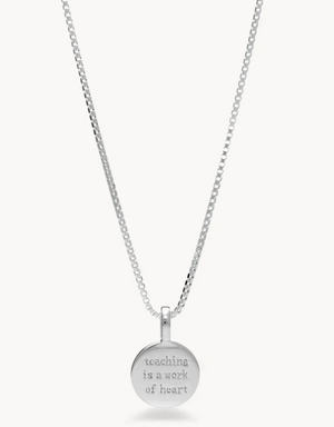 Silver Teaching is a Work of Heart Reversible Pendant Necklace