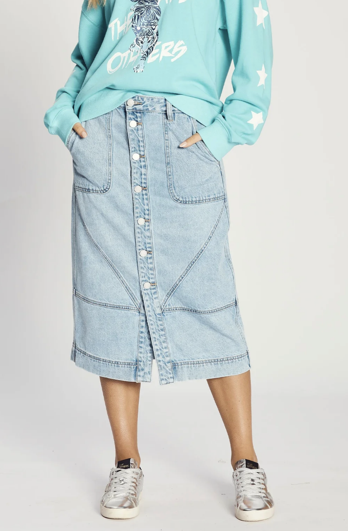 Denim Midi Skirt ~ Size XL