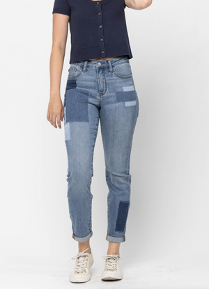 Open image in slideshow, Laurie Patched Boyfriend Jean { Reg }
