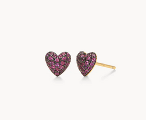 Open image in slideshow, Ruby Heart Stud Earrings
