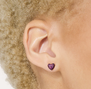 Ruby Heart Stud Earrings