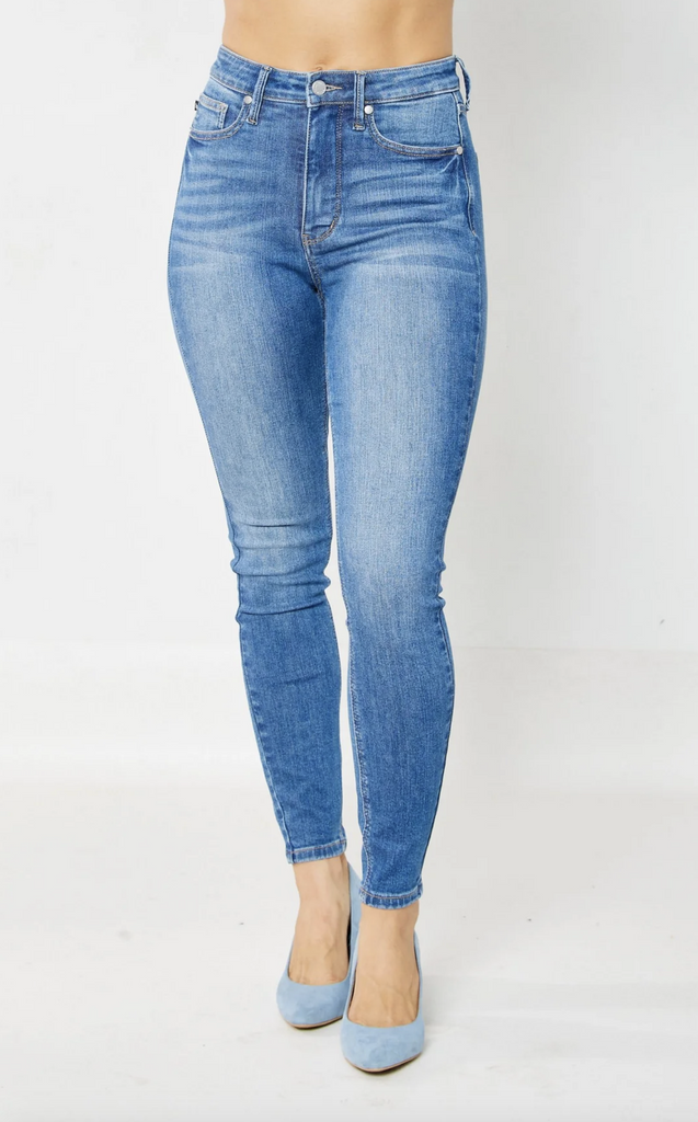 JUDY BLUE - HIGH RISE TUMMY CONTROL SKINNY JEAN – Little Town Boutique
