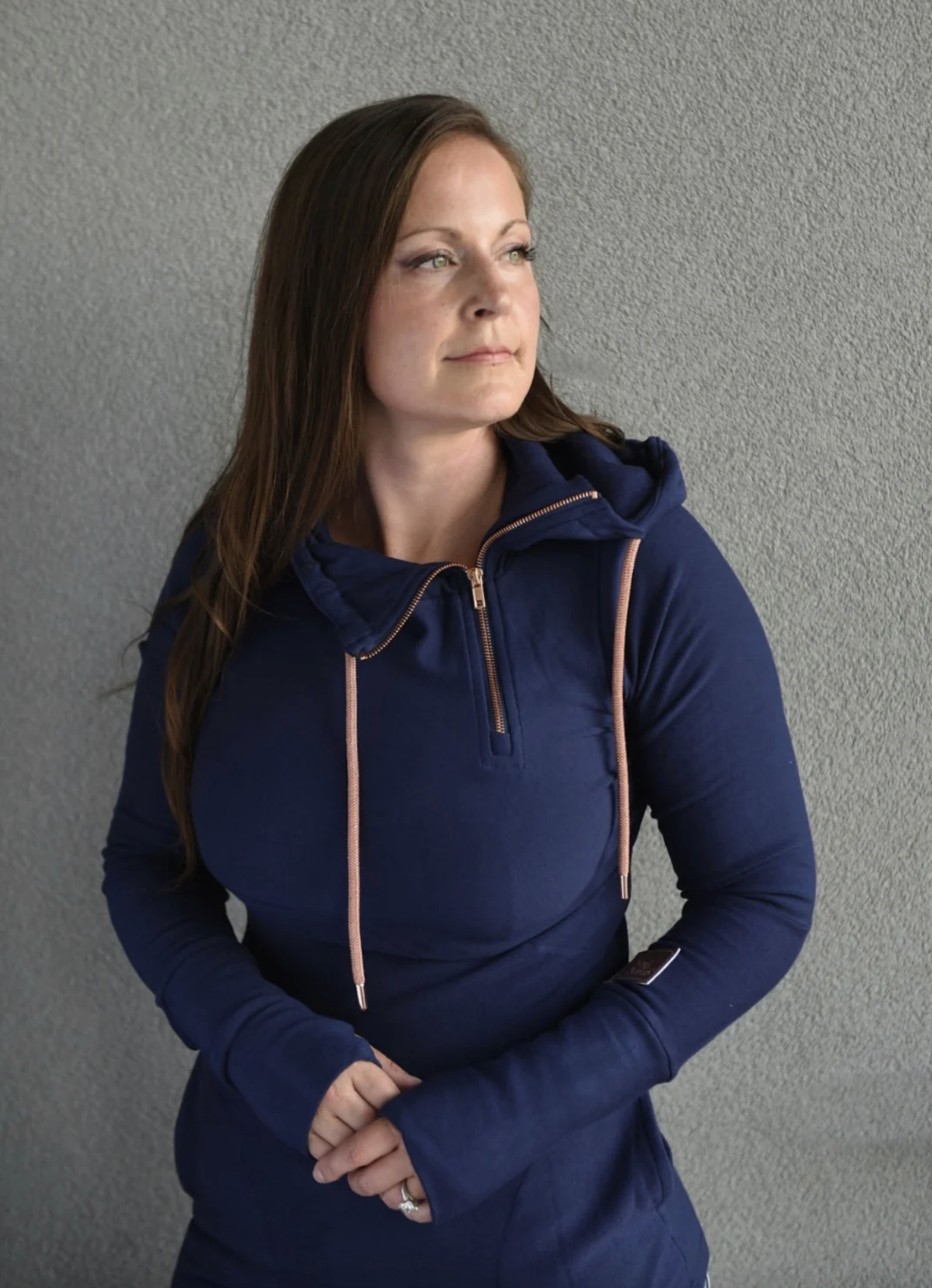 Pink Cement 1/4 Zip- Navy with Rose Gold