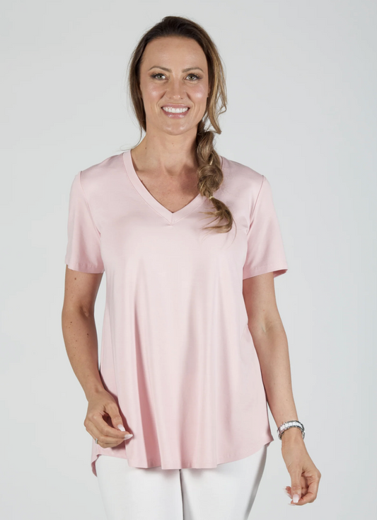 Janet V Neck Tee ~ Soft Pink ~ Size S