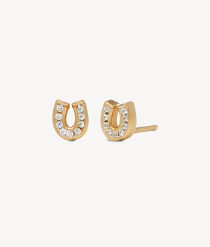 Open image in slideshow, MINI HORSESHOE STUD EARRINGS
