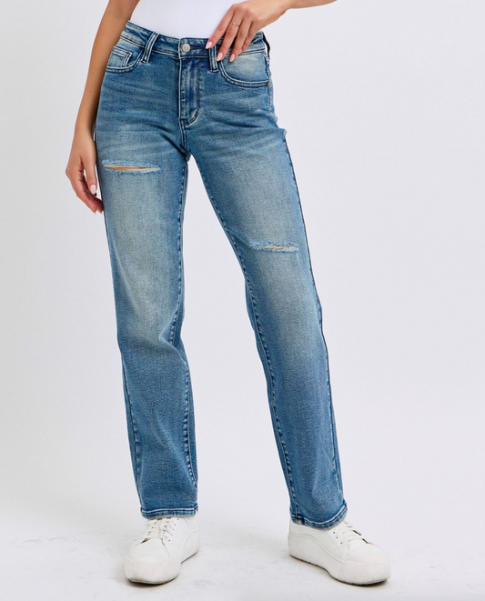 Nat Mid Rise Dad Jean { Reg }