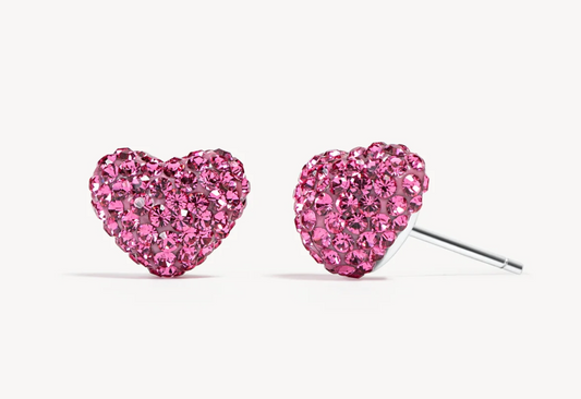 Sparkle Heart Stud Earrings