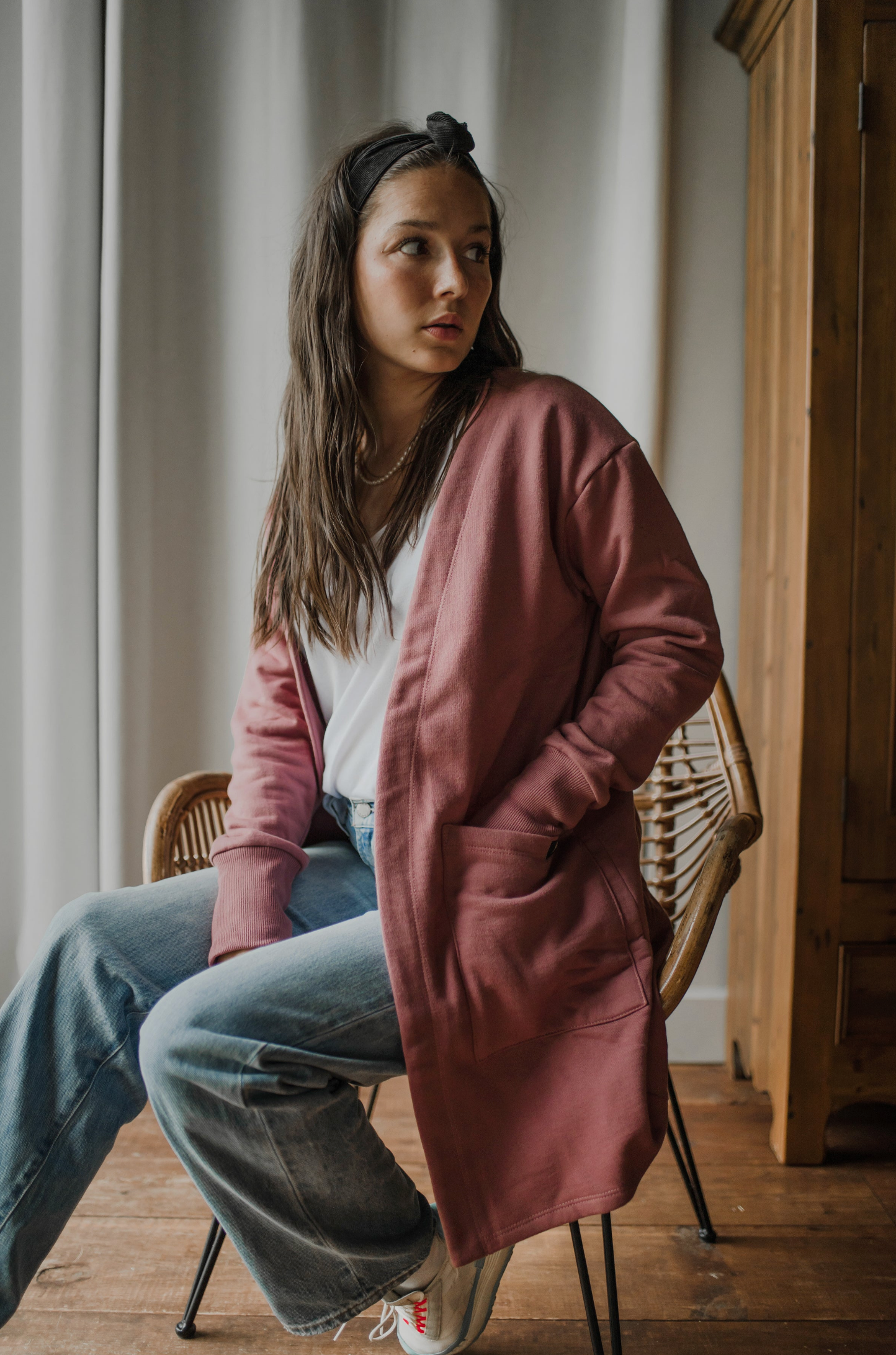 Benji Fleece Cardigan ~ Vintage Pink