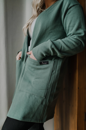 Benji Fleece Cardigan ~ Vintage Green