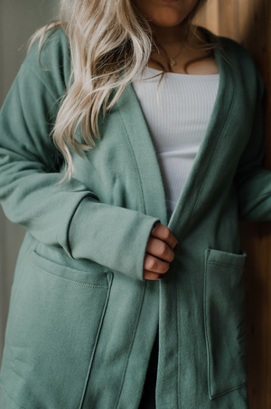 Benji Fleece Cardigan ~ Vintage Green