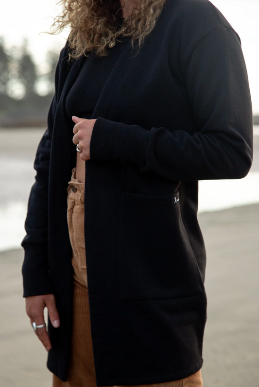 Benji Fleece Cardigan ~ Black