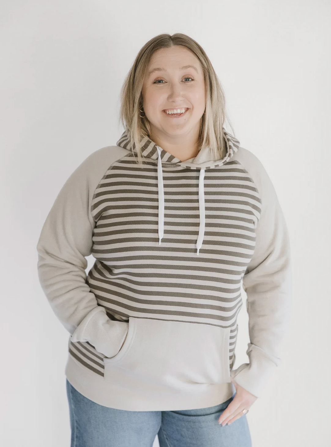 Classic Forest Hoodie ~ Stone/Clay Stripe