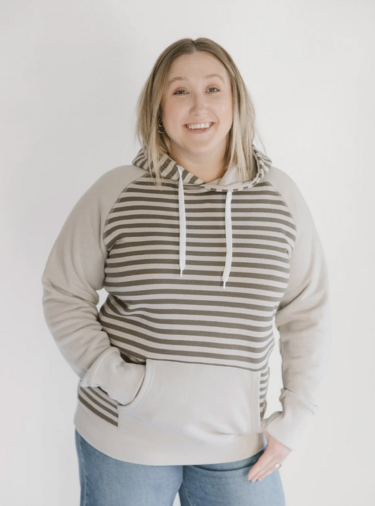 Classic Forest Hoodie ~ Stone/Clay Stripe