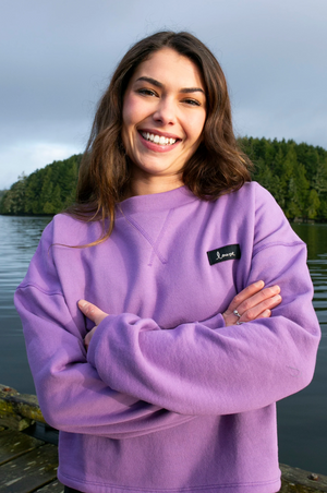 Open image in slideshow, Margy Boxy Fleece Crewneck ~ Electric Grape
