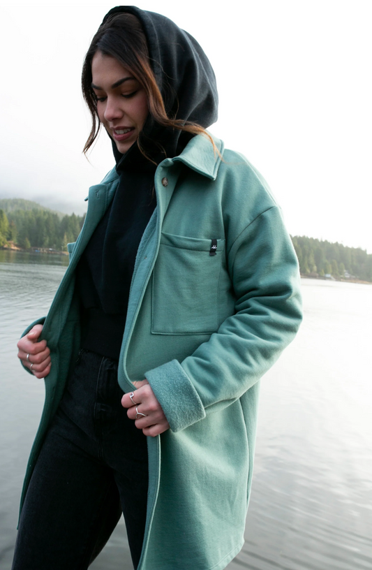 Shaw Fleece Button Up Shirt ~ Emerald Green