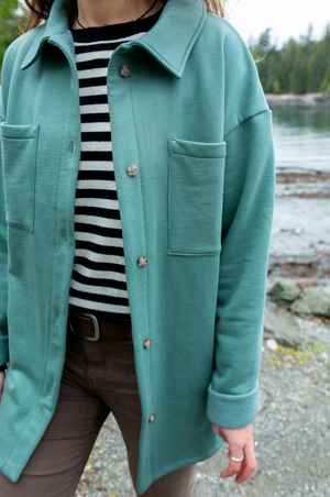 Shaw Fleece Button Up Shirt ~ Emerald Green