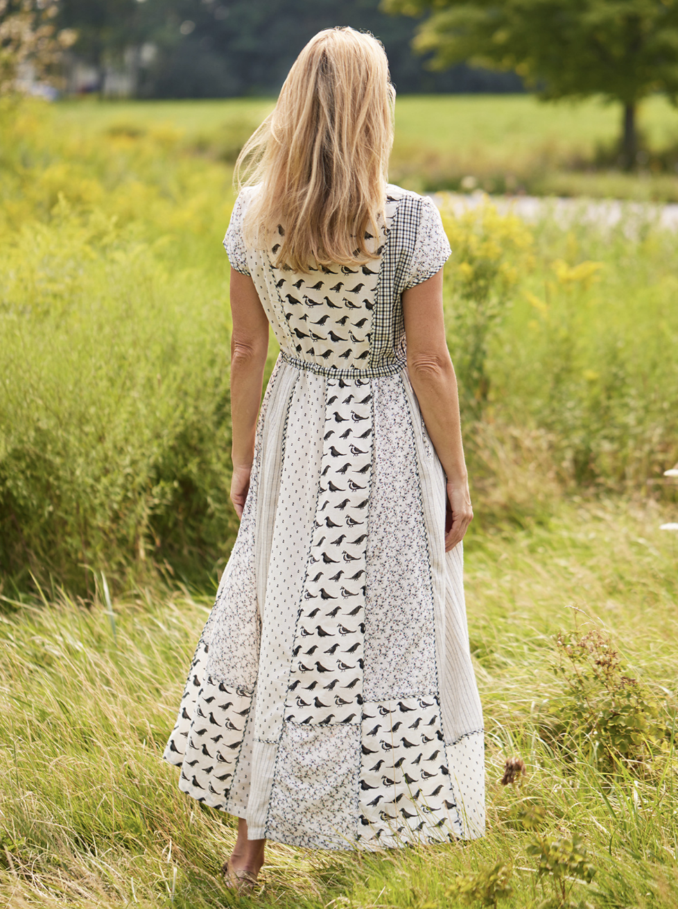 Filigree Patchwork Dress ~ Ecru Black