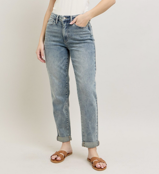 Moraine Double Cuff Boyfriend Jean { Reg & Curve }